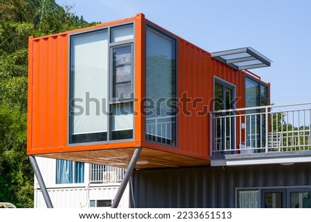 Outdoor container style homestay cabin Royalty-Free Stock Photo #2233651513