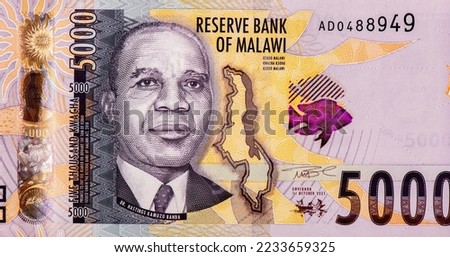 Dr.Hastings Kamuzu Banda, Portrait from Malawi 5000 Kwacha 2021 Banknotes.  Royalty-Free Stock Photo #2233659325