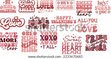 Collection of stylish Valentine's day quotes sayings vector isolated love xoxo