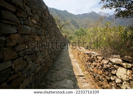 Ruins of Choquequirao, an Inca archaeological site in Peru, similar in structure and architecture to Machu Picchu.