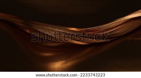 Abstract shine glow backgound. Gold (bronze) glitter wave on brown. Royalty-Free Stock Photo #2233743223