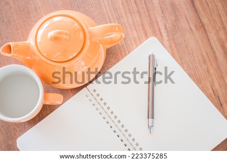 Top view of simple work table, stock photo