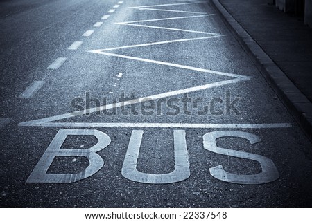 road markings of bus station