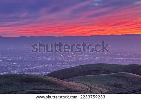 Fiery San Jose Sunset from Sierra Vista Open Space Preserve