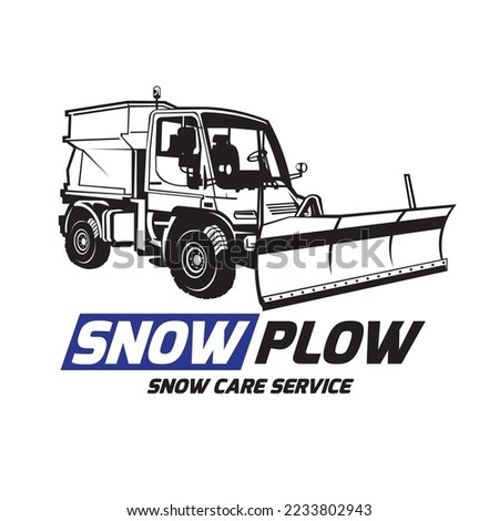 Plow truck vector illustration logo design, good for snow plow truck service business company logo Royalty-Free Stock Photo #2233802943
