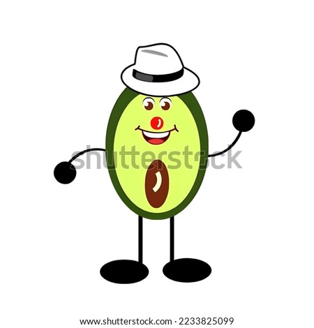 the figure of a avocado man wearing a hat fit for children illustration book