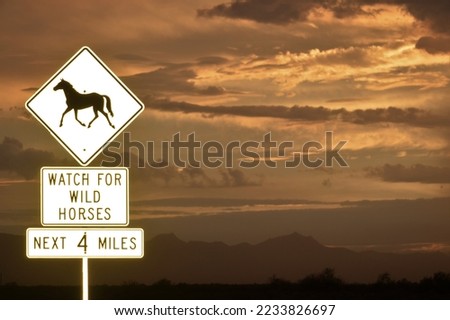 watch for wild horses road sign