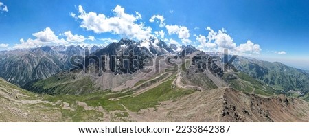 summer mountains. green mountain peaks. panoramic view of the mountains. aerial photography of mountains