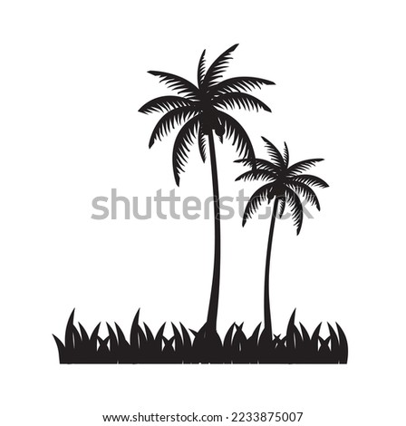 Coconut trees vector sign, silhouette.
