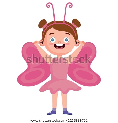 girl with butterfly costume for halloween