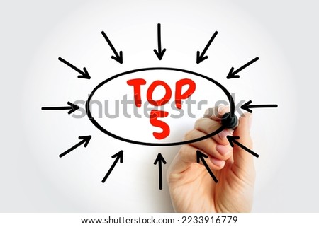 Top 5 text with arrows, concept for presentations and reports Royalty-Free Stock Photo #2233916779