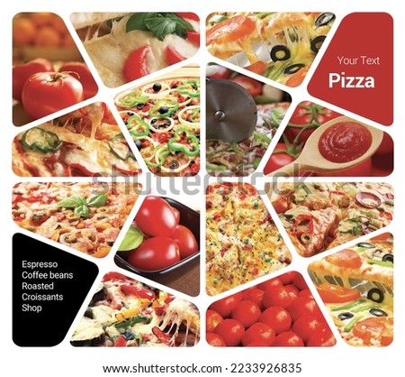 Pizza Concept Photo Collage. Can be used for visual stand, display, brochures, flyer