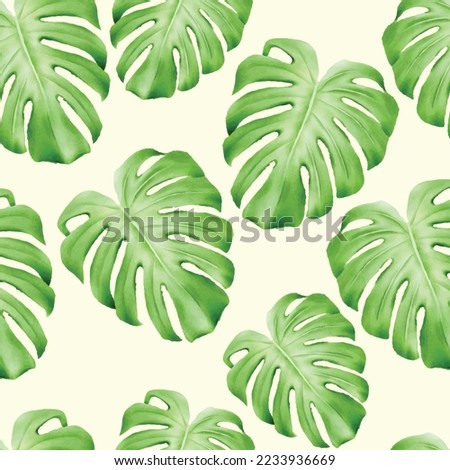 Seamless Pattern Tropical Leaf Watercolor