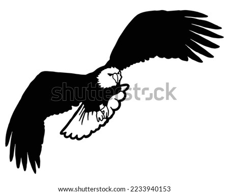 Bald Eagle Silhouette on White Background. eagle flying vector illustration logo