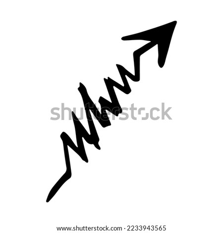 Hand drawn ink arrow illustration in sketch style. Business doodle clipart. Single element for design