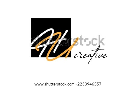 HU letters creative modern font logo design