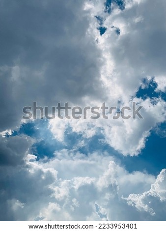 Stratocumulus clouds with a blue sky background and looking like many eagles fly in the sky at Thailand.no focus