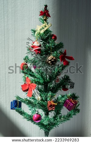 Decorated Christmas tree during Christmas festival and New Year celebration.