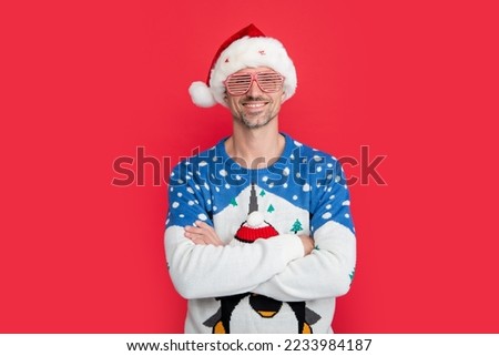 party on christmas holiday. happy man in party glasses on christmas holiday. man celebrate christmas