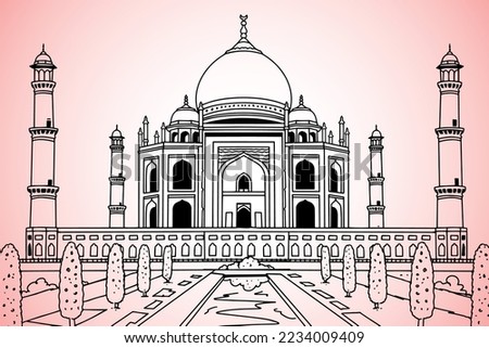 Taj Mahal line vector, Landmark, architecture, the Indian city of Agra, Uttar Pradesh Royalty-Free Stock Photo #2234009409