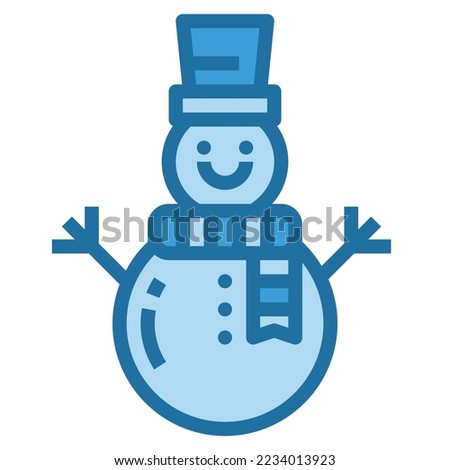 snowman icon line blue color .