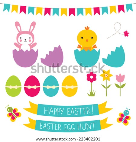 Easter hunt vector set