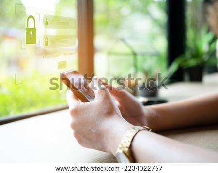 Concept of security network, security data and password login on computer, protect data by username and password.