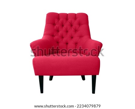 Trendy viva magenta soft armchair isolated on white background. Contemporary living room furniture Royalty-Free Stock Photo #2234079879