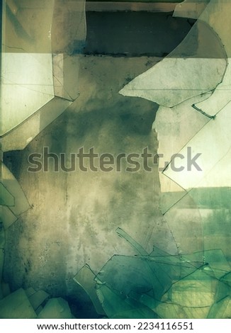 The ambiguity of three-space, ambivalence, pareidolia. Modern unfigured glass and concrete (windows smashing). Cubic Abstractionism (orthogonality in object art) artistic endeavour, nogging art Royalty-Free Stock Photo #2234116551