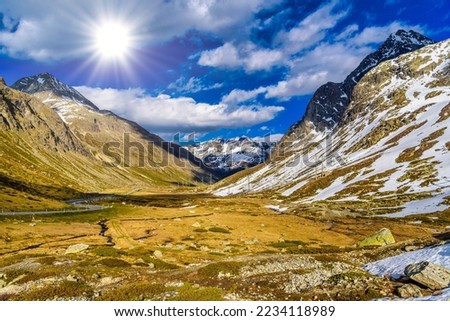 Alps mountains with snow Bivio, Albula, Graubuenden Switzerland Royalty-Free Stock Photo #2234118989