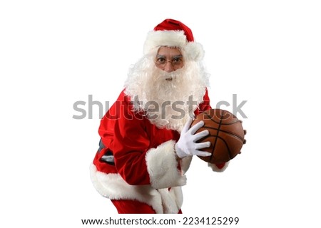 santa claus ready to play basketball for christmas