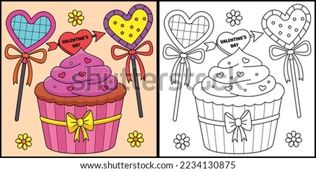 Valentines Day Cupcake and Candies Illustration