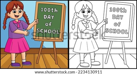 100th Day Of School Student Girl Illustration