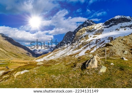Alps mountains with snow Bivio, Albula, Graubuenden Switzerland Royalty-Free Stock Photo #2234131149