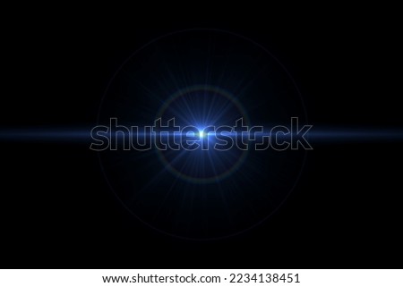 Abstract of Sun with flare. Lens Flare on black background. Lens Flare light over black background. Easy to add overlay or screen filter over photos. Royalty-Free Stock Photo #2234138451