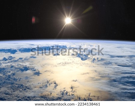 Planet Earth with a spectacular sunset. Elements of this image furnished by NASA.