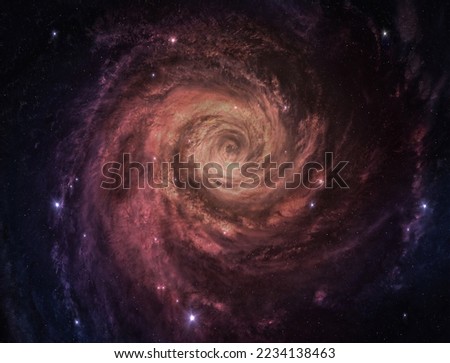 Galaxy. A view from space to a spiral galaxy and stars. Universe filled with stars, nebula and galaxy. Elements of this image furnished by NASA.