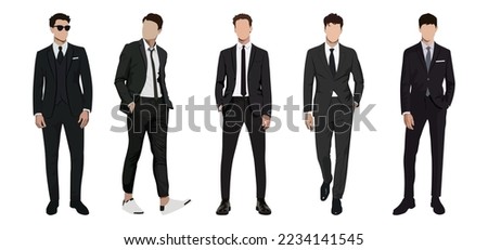 Set of businessmen on a white background in business suits in a flat style. set of vector illustrations of stylish and fashionable men