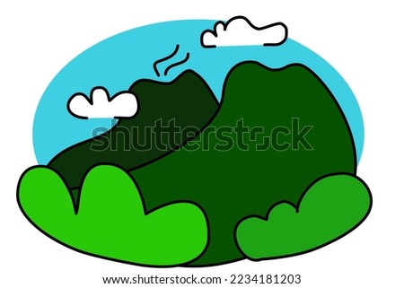 mountain vector clipart with clouds