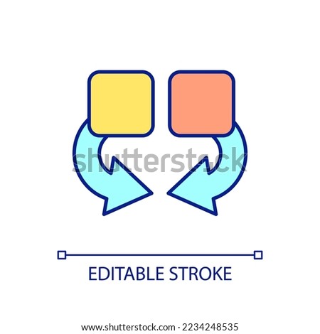Components combination RGB color icon. Integration of industries. Departments cooperation. Isolated vector illustration. Simple filled line drawing. Editable stroke. Arial font used