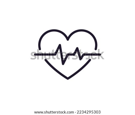 Healthcare concept. Vector sign drawn in line style for web sites, UI, apps, shops, stores, adverts. Editable stroke. Vector line icon of ECG or pulse  Royalty-Free Stock Photo #2234295303