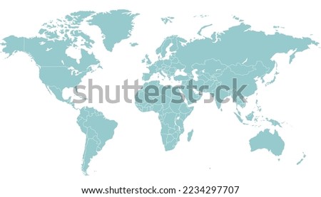 World map. Silhouette map. Color vector modern map.	
