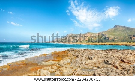 Unbelievable seascape of Isolidda Beach near San Vito cape. Popular travel destination of Monte Cofano National Park. Location: San Vito Lo Capo, Province of Trapani, Sicily, Italy, Europe