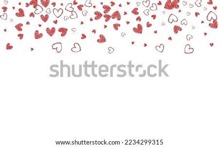 Red Confetti Vector White Backgound. Paper Hearts Poster. Pink Happy Heart Texture.