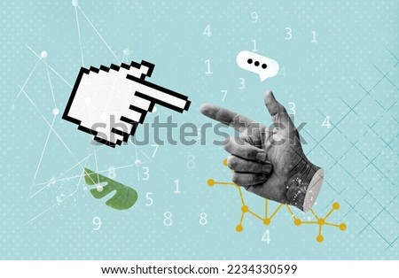 Mouse cursor hand finger pixel and human hand  Royalty-Free Stock Photo #2234330599