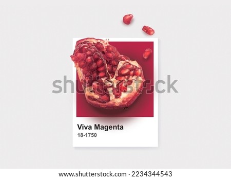 pomegranate on Card with viva magenta color on white background.