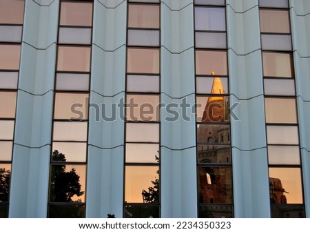 Reflection of fisherman's tower in Budapest