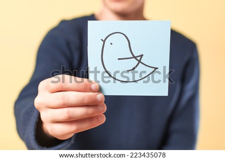 drawing image bird in the hand