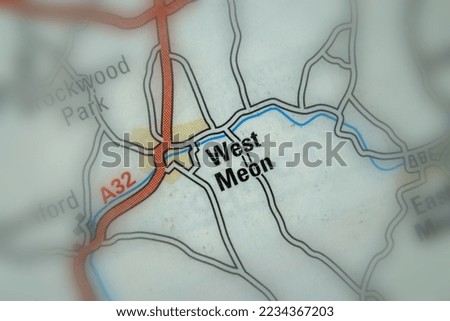 West Meon village, Hampshire, United Kingdom atlas map town name - tilt-shift