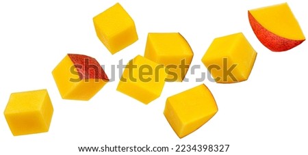 Mango cube slices isolated on white background Royalty-Free Stock Photo #2234398327